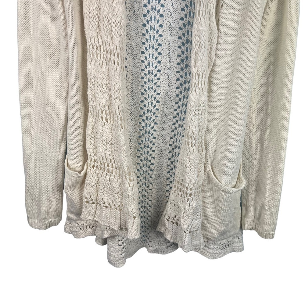 Anthropologie Angel of the North Wool Open Front Knit Cardigan Ivory Size Small - Picture 4 of 10